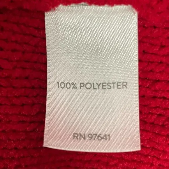 J. Jill Chenille Red Boxy Cropped Cable Knit Sweater Size L Petite - Picture 7 of 9